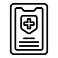 Medical phone login icon outline vector. Account form