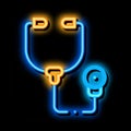 medical phonendoscope neon glow icon illustration