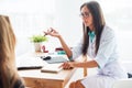 Medical physician doctor woman talking to patient Royalty Free Stock Photo