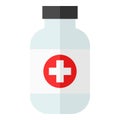 Medical Pill Bottle Flat Icon Isolated on White