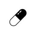 Medical pill icon. Capsule black silhouette vector illustration