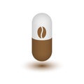 Medical pill icon coffee beans.