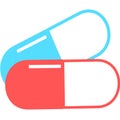 Medical pill. Medicine, pharmacy, hospital set of drugs. Medication, pharmaceutics concept. Vector illustration. Drugs flat icons: