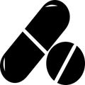 Medical pill. Medicine, pharmacy, hospital set of drugs. Medication, pharmaceutics concept. Vector illustration. Drugs flat icons: Royalty Free Stock Photo