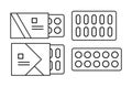 Medical pills in blisters, medicine drugs icons