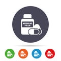 Medical pills bottle sign icon. Drugs symbol. Royalty Free Stock Photo