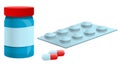 Medical pills concept banner, cartoon style