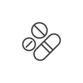 Medical pills line icon