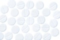 Medical pills of round shaped isolates on white