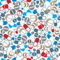 Medical pills seamless background. Royalty Free Stock Photo