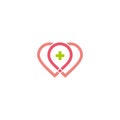 Medical pin location heart symbol logo vector