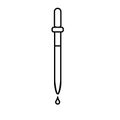 Medical pipette for instillation of drops, medication to the patient, a simple black and white icon on a white background. Vector