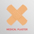 Medical plaster isolated on transparent background. Realistic adhesive plaster. First aid concept. Health care. Medical tape,