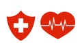 Medical plus and heart line icon