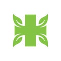 Medical plus with leaf nature modern logo