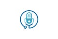 Medical podcast logo design. Stethoscope and microphone illustration symbol