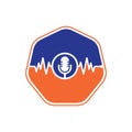 Medical podcast mic logo with Heart pulse.