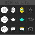 Medical PPE dark theme icons set Royalty Free Stock Photo