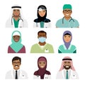 Medical practitioner and nurse face icons