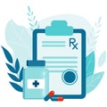 Medical prescription concept banner. Vector medical illustration