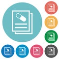 Medical prescription flat round icons