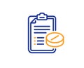 Medical prescription line icon. Medicine pills sign. Pharmacy medication. Vector Royalty Free Stock Photo