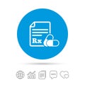 Medical prescription Rx sign icon. Pharmacy.