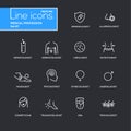 Medical profession simple thin line design icons, pictograms set