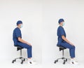 Medical professional with hunched back versus with straight back