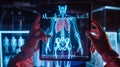 Medical Professional Projects Human Anatomy Hologram on Tablet Display, Utilizing Advanced Technology to Educate and Inform