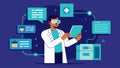 A medical professional utilizing AR to access patient records and quickly input new information creating a more