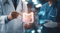 Medical professionals analyzing digital data of the human digestive system in a modern healthcare setting Royalty Free Stock Photo