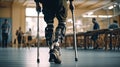 medical prosthetics clinic. Soldiers suffering from mine explosion injuries. Bionic prosthetic legs.
