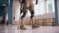 medical prosthetics clinic. Soldiers suffering from mine explosion injuries. Bionic prosthetic legs.