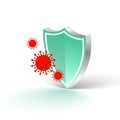 Medical protection shield stopping coronavirus to enter