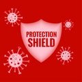 Medical protection shield stopping and destroying coronavirus