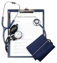 Medical questionnaire in a clipboard isolated Royalty Free Stock Photo