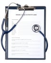 Medical questionnaire in a clipboard isolated Royalty Free Stock Photo