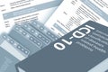 Medical record floder, document and desease classification code book for background Royalty Free Stock Photo