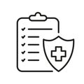 Medical Record Line Icon. Patient Diagnosis Report Linear Pictogram. Health Information on Clipboard Outline Icon