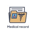 Medical Records Icon with Caduceus and personal health record imagery w phr, emr, ehr Royalty Free Stock Photo