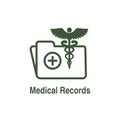 Medical Records Icon with Caduceus and personal health record imagery w phr, emr, ehr Royalty Free Stock Photo