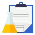 Medical Records & Phial Flat Icon on White