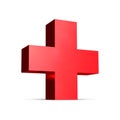 Medical Red Cross 3D Rendering Plus Sign