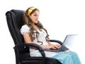 Medical remote support by nurse sitting in armchair