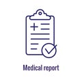 Medical Report outline or line flat vector icon - mobile application or button design - Vector design logo for mobile app Royalty Free Stock Photo