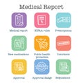 Medical Report outline or line flat vector icon - mobile application or button design - Vector design logo for mobile app Royalty Free Stock Photo