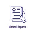 Medical Report outline or line flat vector icon - mobile application or button design - Vector design logo for mobile app Royalty Free Stock Photo