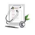 medical report with stethoscope and pen. Vector illustration decorative design Royalty Free Stock Photo