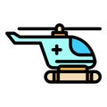 Medical rescue helicopter icon color outline vector